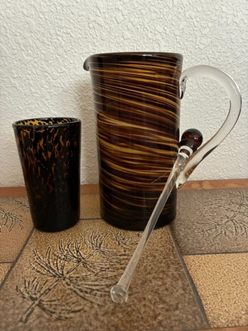 Handblown Glass Pitcher and glass set